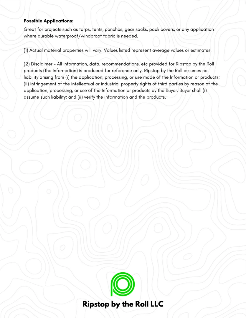 Ripstop By The Roll Tarps/Shelters 1.1 Oz Silpoly 27 Ripstop By The Roll Tarps/Shelters 1.1 Oz Silpoly