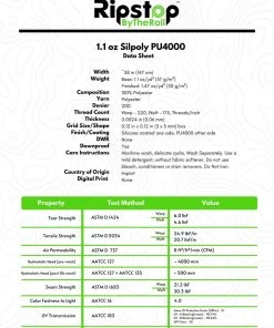 Ripstop By The Roll Tarps/Shelters 1.1 Oz Silpoly PU4000