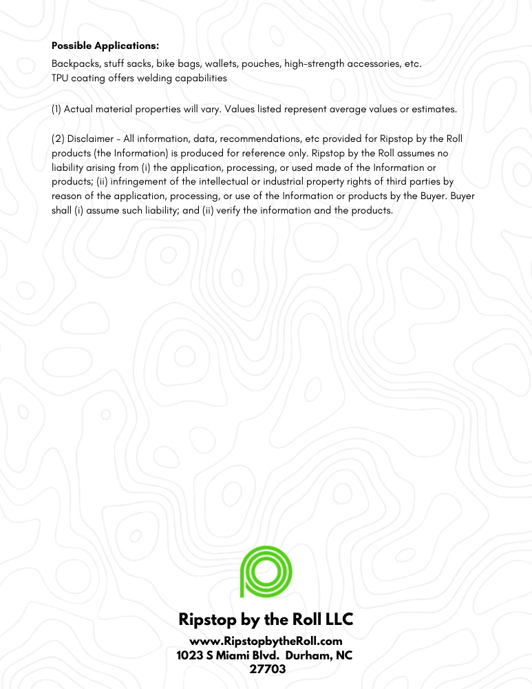 Ripstop By The Roll 3.9 Oz Venom™ UHMWPE TPU Coated Fabric By Use 7 Ripstop By The Roll 3.9 Oz Venom™ UHMWPE TPU Coated Fabric By Use